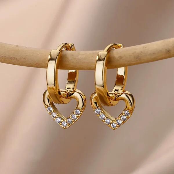 Brinco Heart Banho em Ouro 18k - Imagem 4