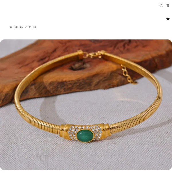 Gargantilha Elástica Pedra Natural e Zircônia Banho em Ouro 18k - Imagem 7