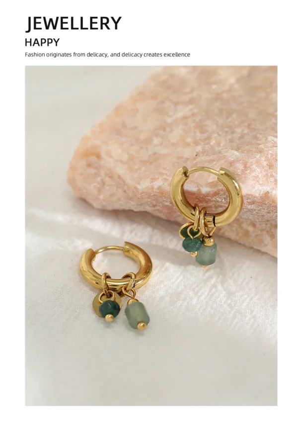 Brinco Pedras Banho em Ouro 18k - Imagem 3
