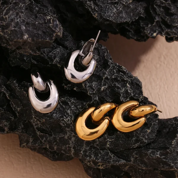 Brinco Argola Dupla Banho em Ouro 18k - Imagem 3