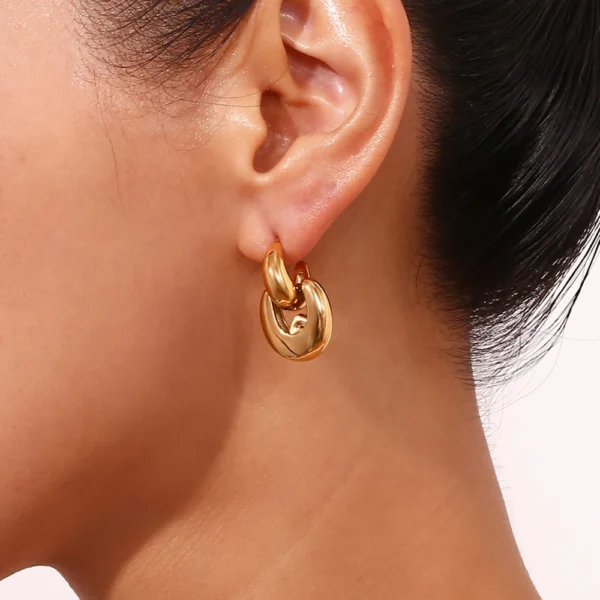 Brinco Argola Dupla Banho em Ouro 18k - Imagem 6