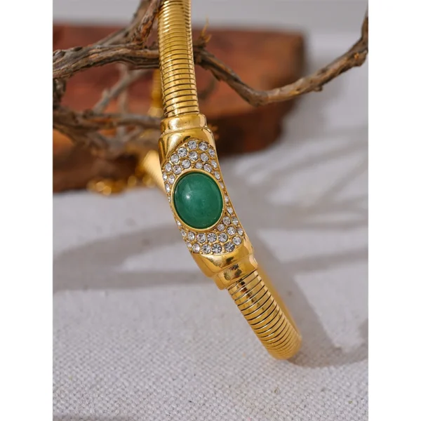 Gargantilha Elástica Pedra Natural e Zircônia Banho em Ouro 18k - Imagem 5