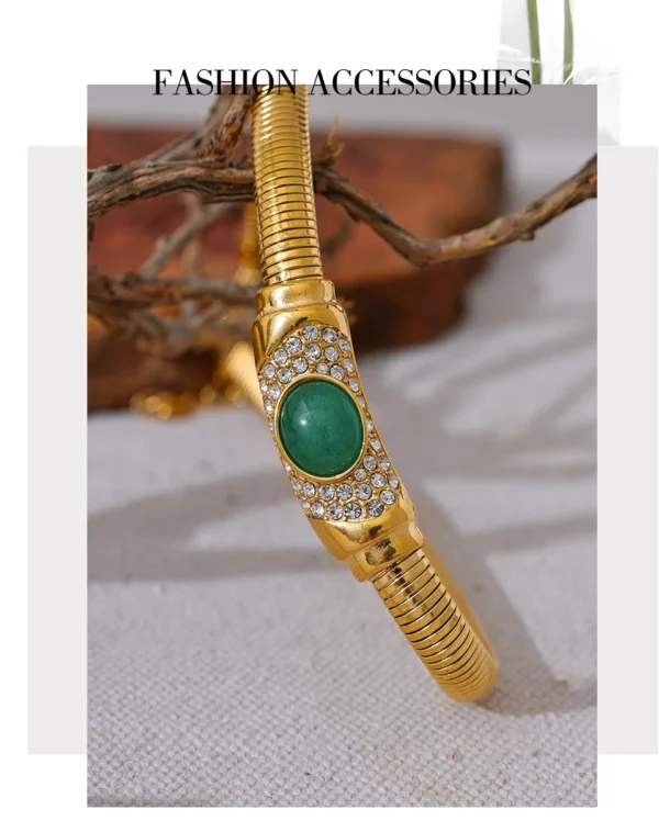 Gargantilha Elástica Pedra Natural e Zircônia Banho em Ouro 18k - Imagem 6