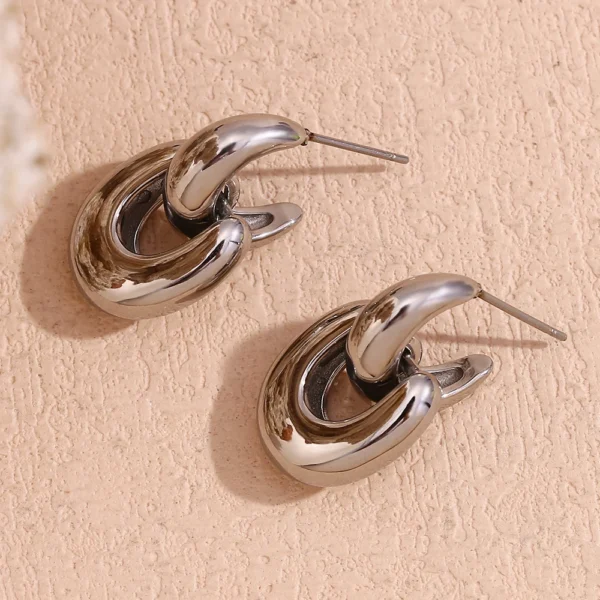 Brinco Argola Dupla Banho em Ouro 18k - Imagem 5