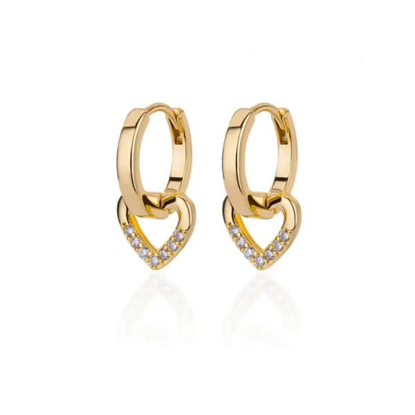Brinco Heart Banho em Ouro 18k