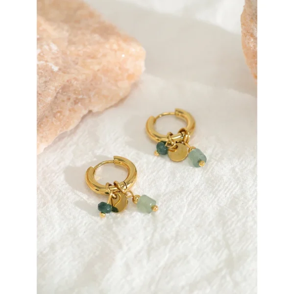 Brinco Pedras Banho em Ouro 18k
