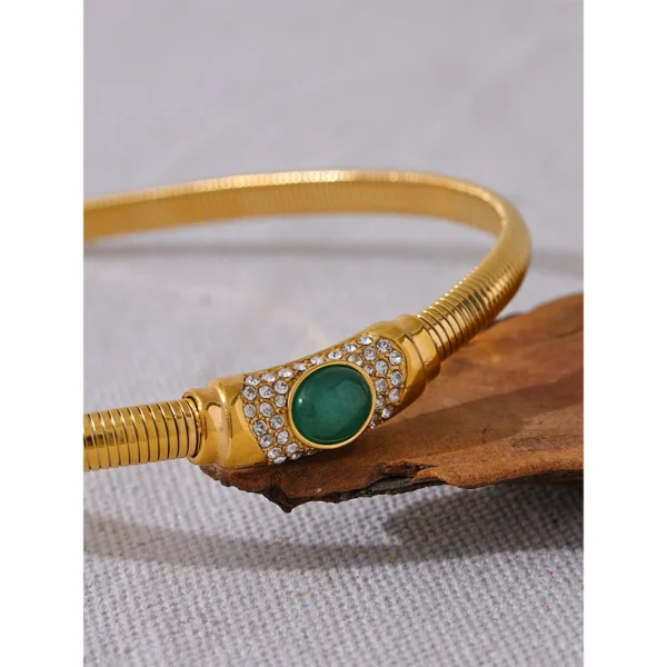 Gargantilha Elástica Pedra Natural e Zircônia Banho em Ouro 18k - Imagem 4