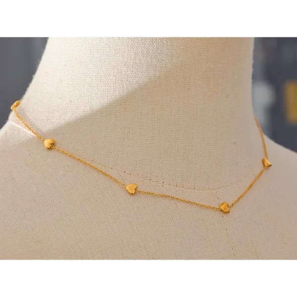 Colar Corações Banho em Ouro 18k - Imagem 3