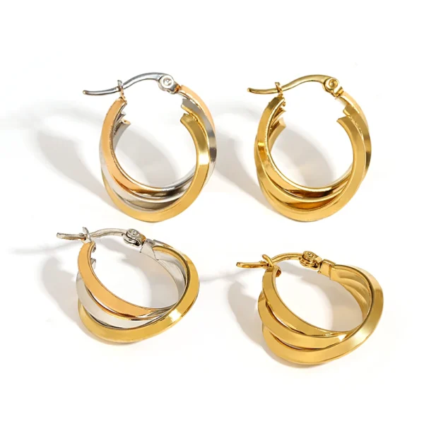 Brinco Argola Torção Banho em Ouro 18k - Imagem 4