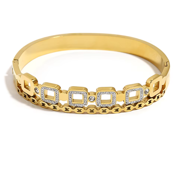 Bracelete Quadrados Grécia Banho em Ouro 18k