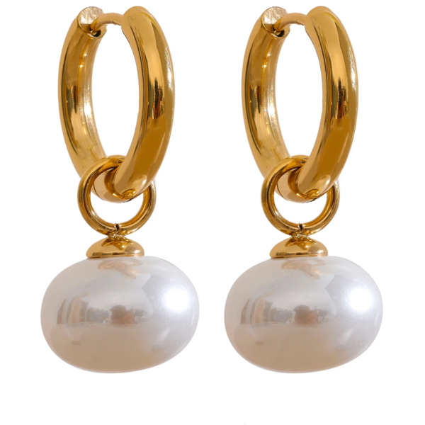 Brinco Gota Pérola Banho em Ouro 18k