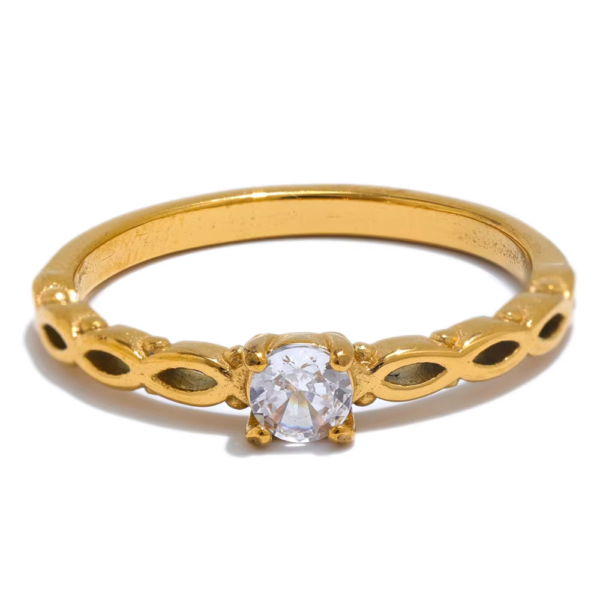 Anel Solitário Zircônia Banho em Ouro 18k