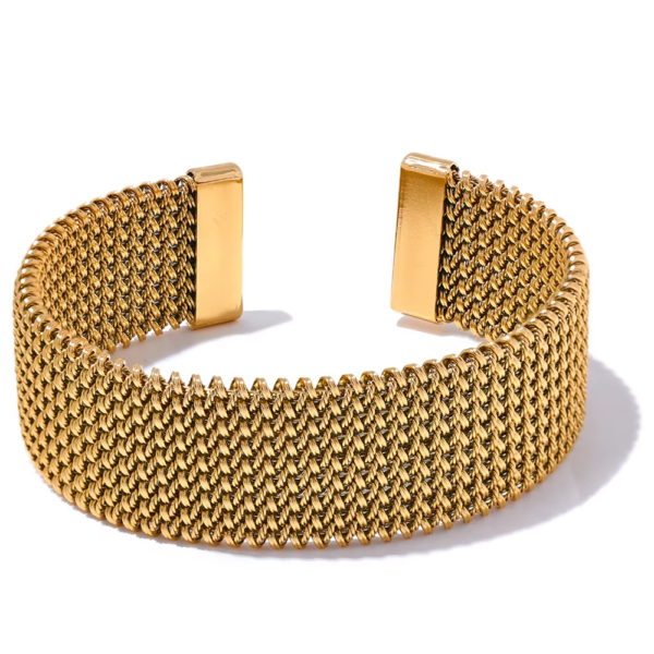 Bracelete Wide Malha Banho em Ouro 18k
