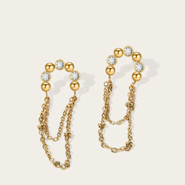 Brinco Corrente Pendente Banho em Ouro 18k