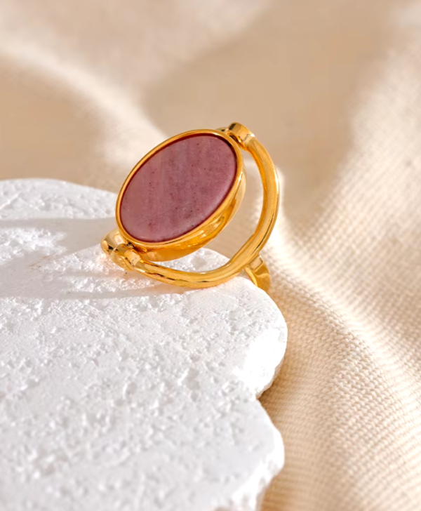 Anel Ajustável Duplo Olhar Luxo Ajustável Banho em Ouro 18k - Imagem 2