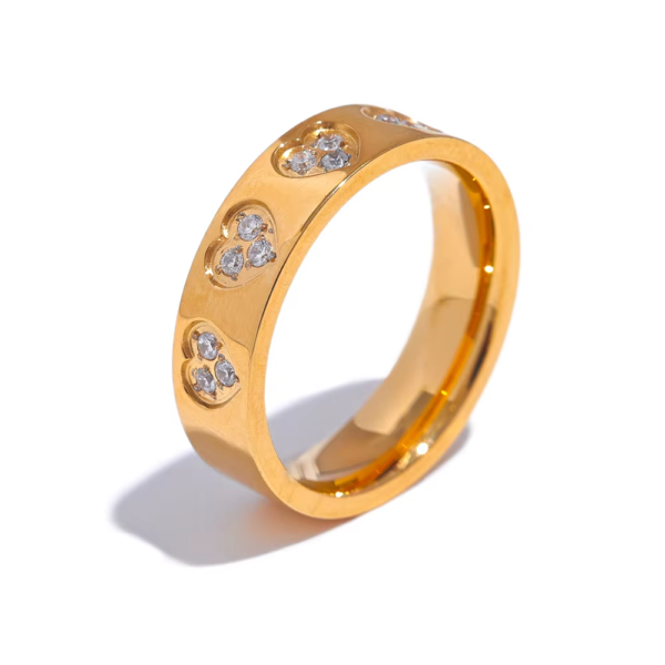 Anel Corações com Zircônia Banho em Ouro 18k
