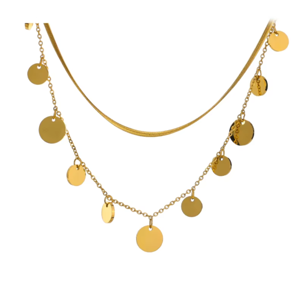 Colar Mix Moedas Banho em Ouro 18k