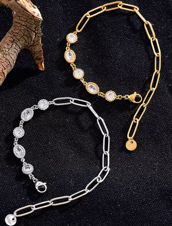 Pulseira Elos Brilhantes Banho em Ouro 18k - Imagem 2