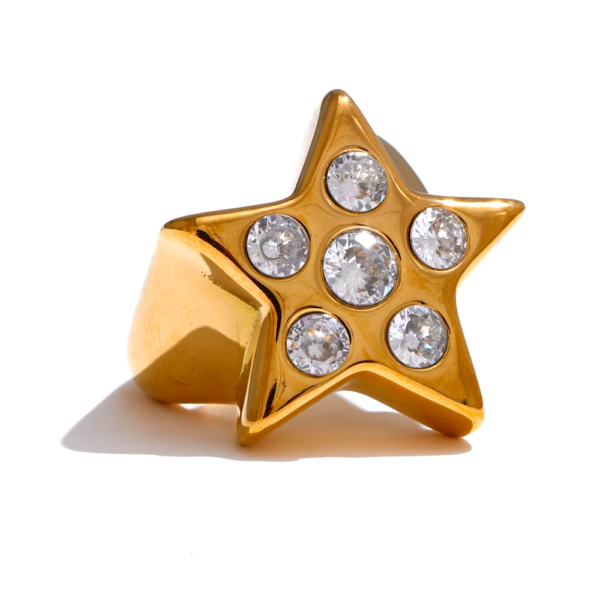 Anel Ajustável Pentagrama Banho em Ouro 18k - Imagem 2