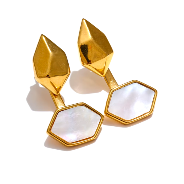 Brinco Hexa Natural Banho em Ouro 18k