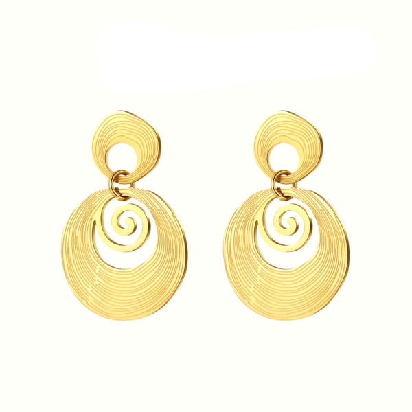 Brinco Geométrico Espiral Banho em Ouro 18k