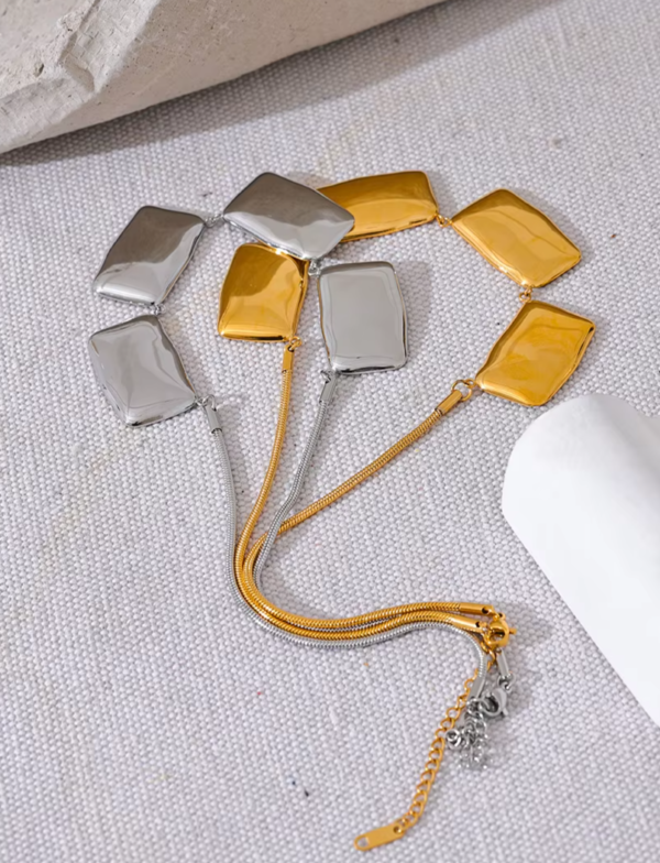 Colar Blocos Banho em Ouro 18k - Imagem 3