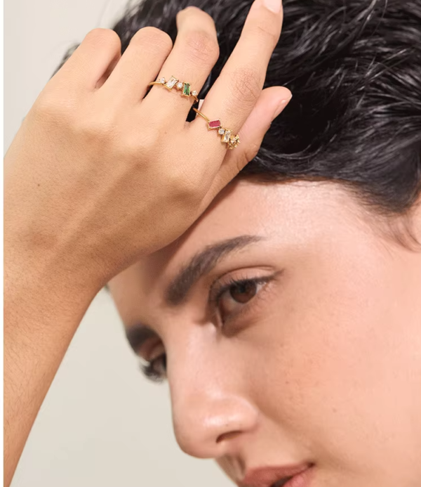 Anel Zircônias Banho em Ouro 18k - Imagem 2