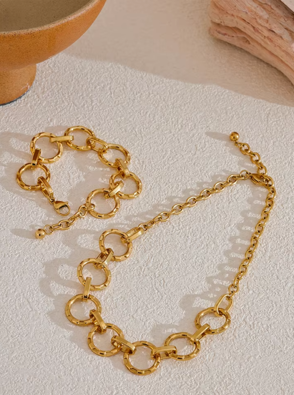 Colar/Pulseira Elos Redondo Banho em Ouro 18k - Imagem 3