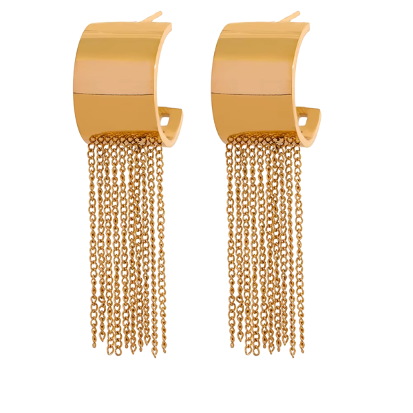 Brinco Cortininha Banho em Ouro 18k