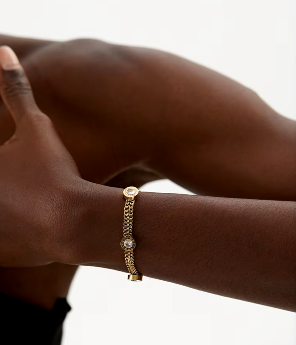 Pulseira Numerais Romanos Banho em Ouro 18k - Imagem 3