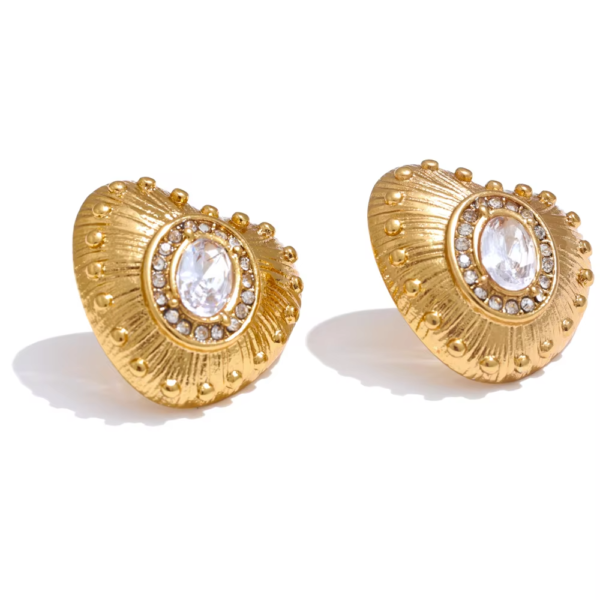 Brinco Coração Zircônia Banho em Ouro 18k