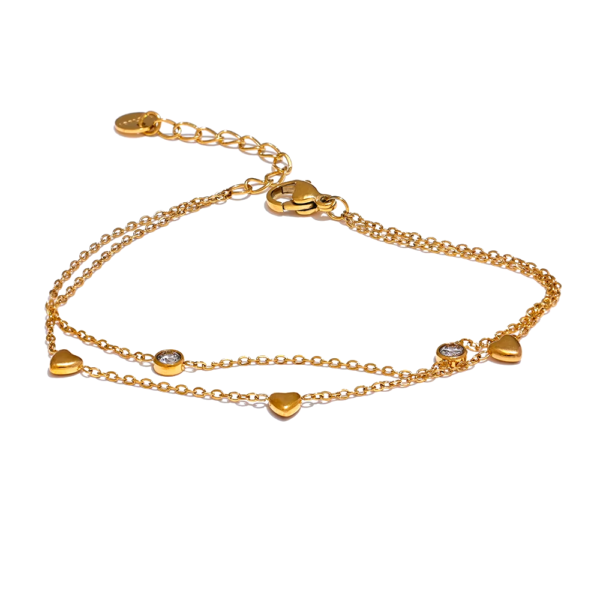 Pulseira Corações Sophia Banho em Ouro 18k