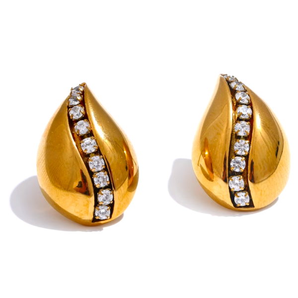 Brinco Gota Cravejada Zircônias Banho em Ouro 18k
