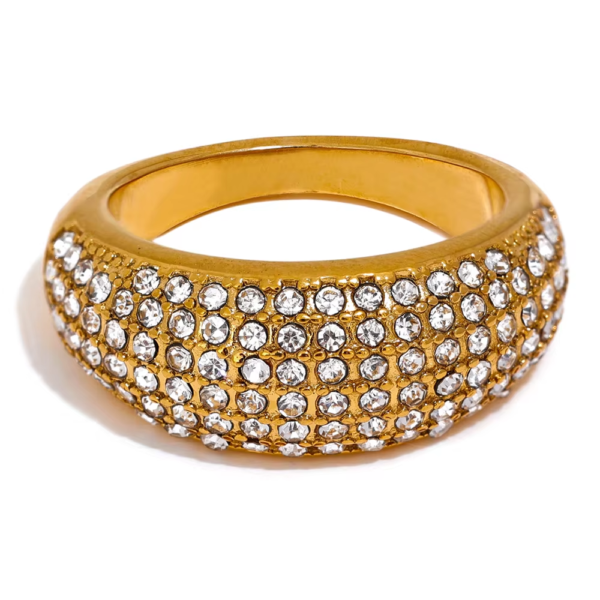 Anel Cravejado de Zircônia Banho em Ouro 18k