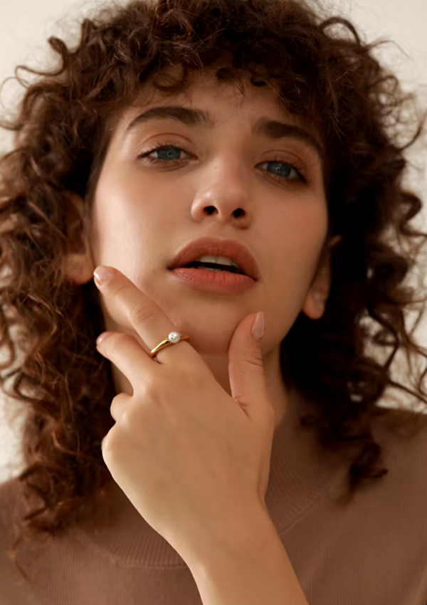 Anel Ajustável Pearl Square Banho em Ouro 18k - Imagem 3