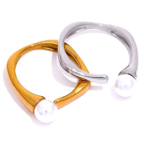 Anel Ajustável Pearl Square Banho em Ouro 18k