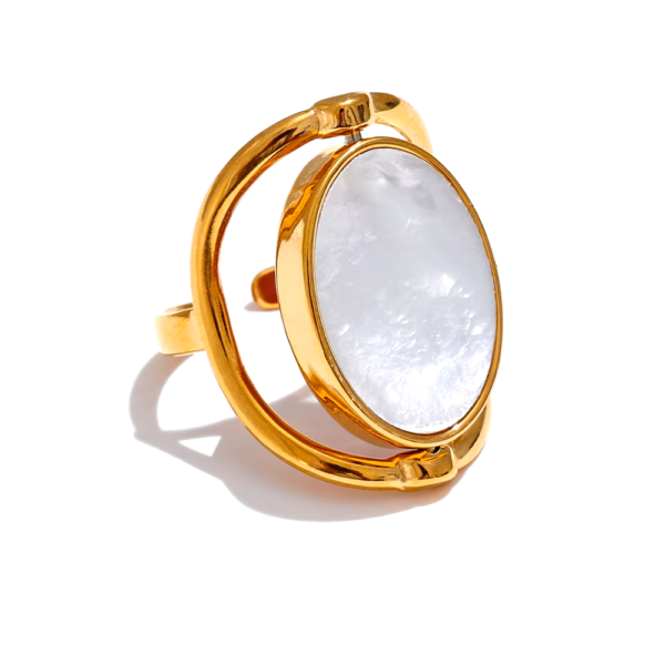Anel Ajustável Duplo Olhar Luxo Ajustável Banho em Ouro 18k