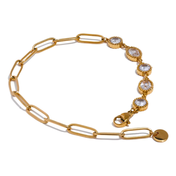 Pulseira Elos Brilhantes Banho em Ouro 18k