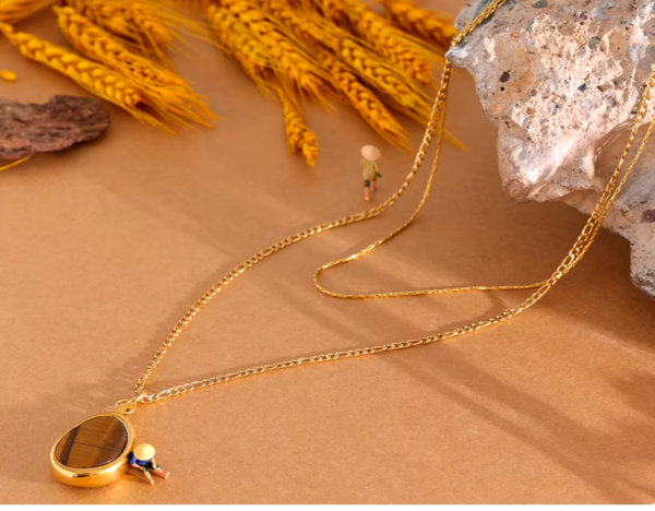 Colar Mix Olho de Tigre Banho em Ouro 18k - Imagem 3