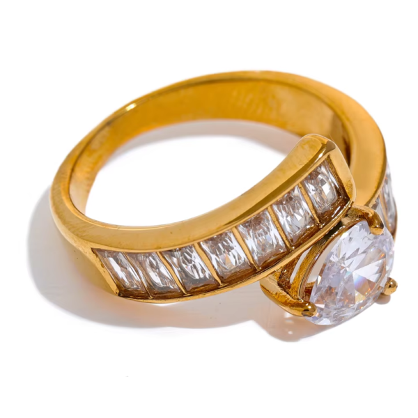Anel Purity Zircônias Ajustável Banho em Ouro 18k