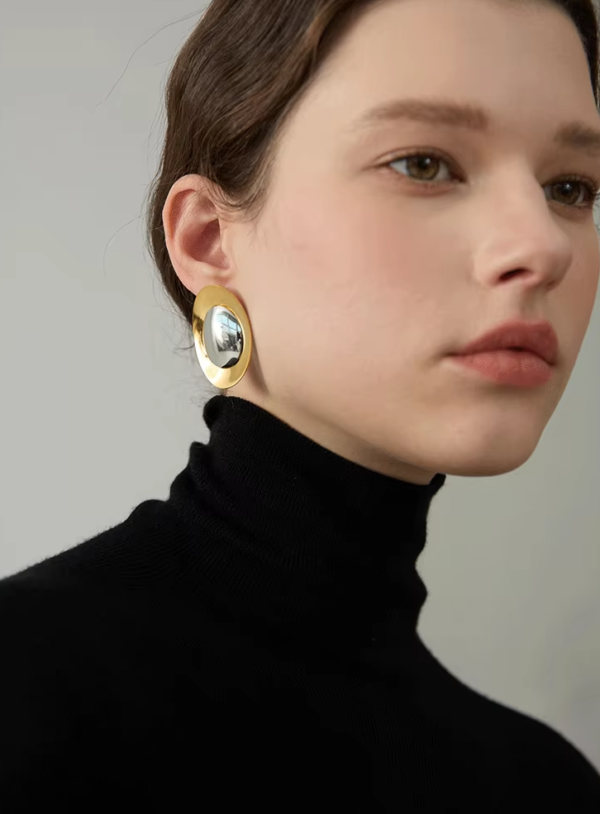 Brinco Studio Oval Banho em Ouro 18k - Imagem 2