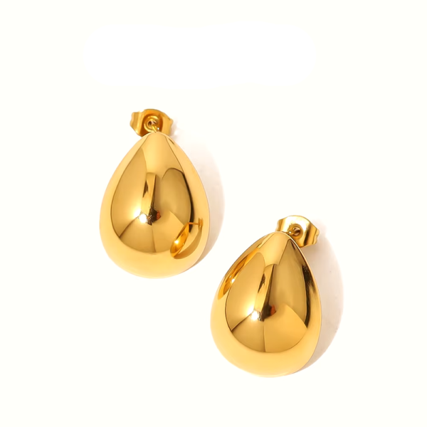 Brinco Gota Glossy Banho em Ouro 18k