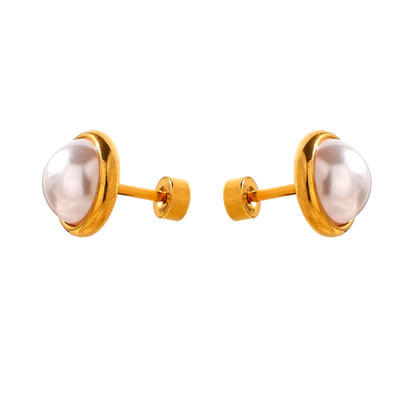 Brinco Pérola Solitária Banho em Ouro 18k