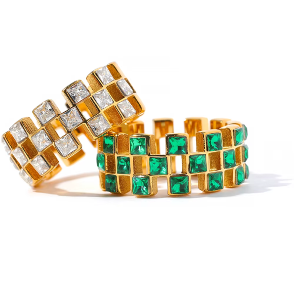 Anel Vazado com Zircônias Banho em Ouro 18k