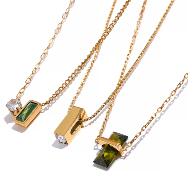 Colar Arabella com Zircônia em Oliva Banho em Ouro 18k