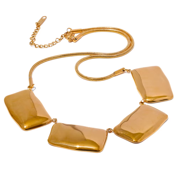 Colar Blocos Banho em Ouro 18k