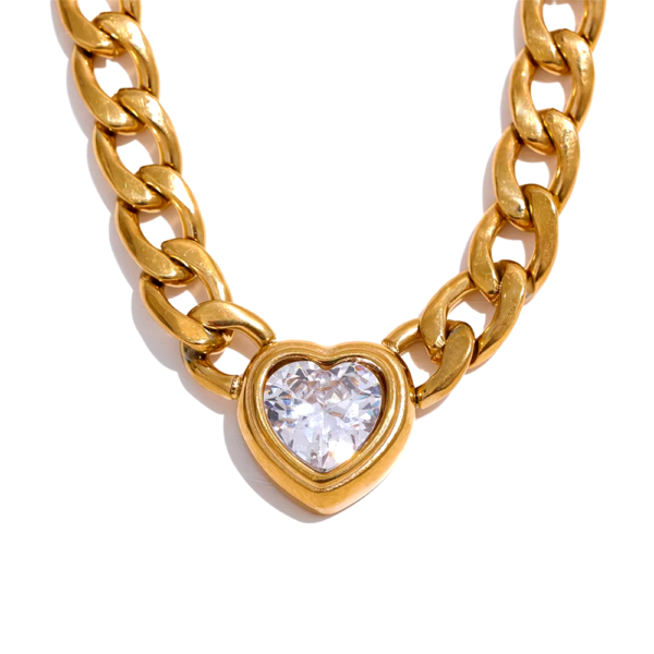 Colar Shiny Heart Banho em Ouro 18k