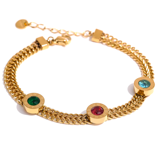 Pulseira Numerais Romanos Banho em Ouro 18k