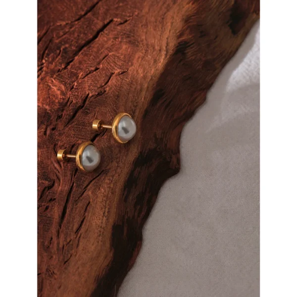 Brinco Pérola Solitária Banho em Ouro 18k - Imagem 4