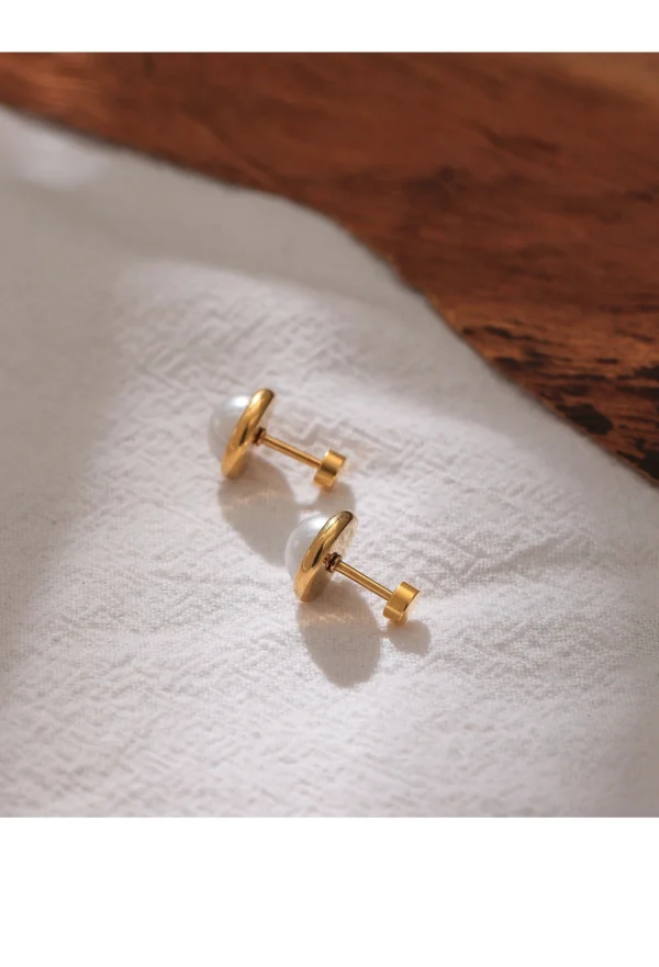 Brinco Pérola Solitária Banho em Ouro 18k - Imagem 5
